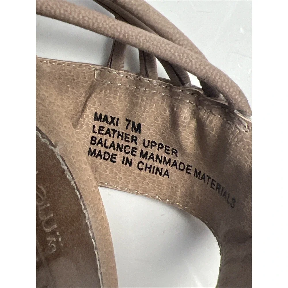 ADAM TUCKER Me Too Leather Up Sandals Chunky Heel Brown‎ Sz 7M Open Toe